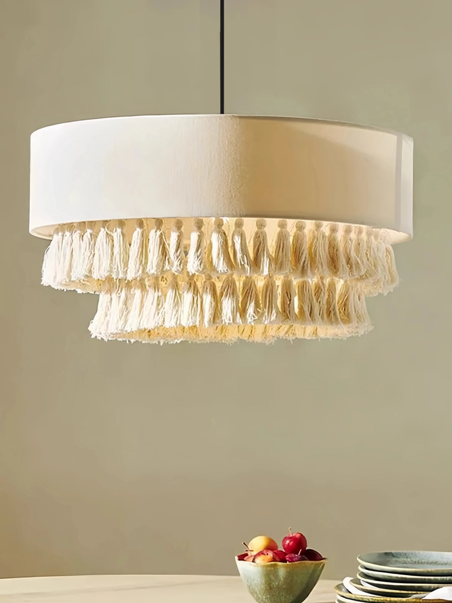 Nordic Modern White Chandelier Master Bedroom Bohemian Style Rope Tassel Lamps Dining Room 2024 New Creative Ceiling Light