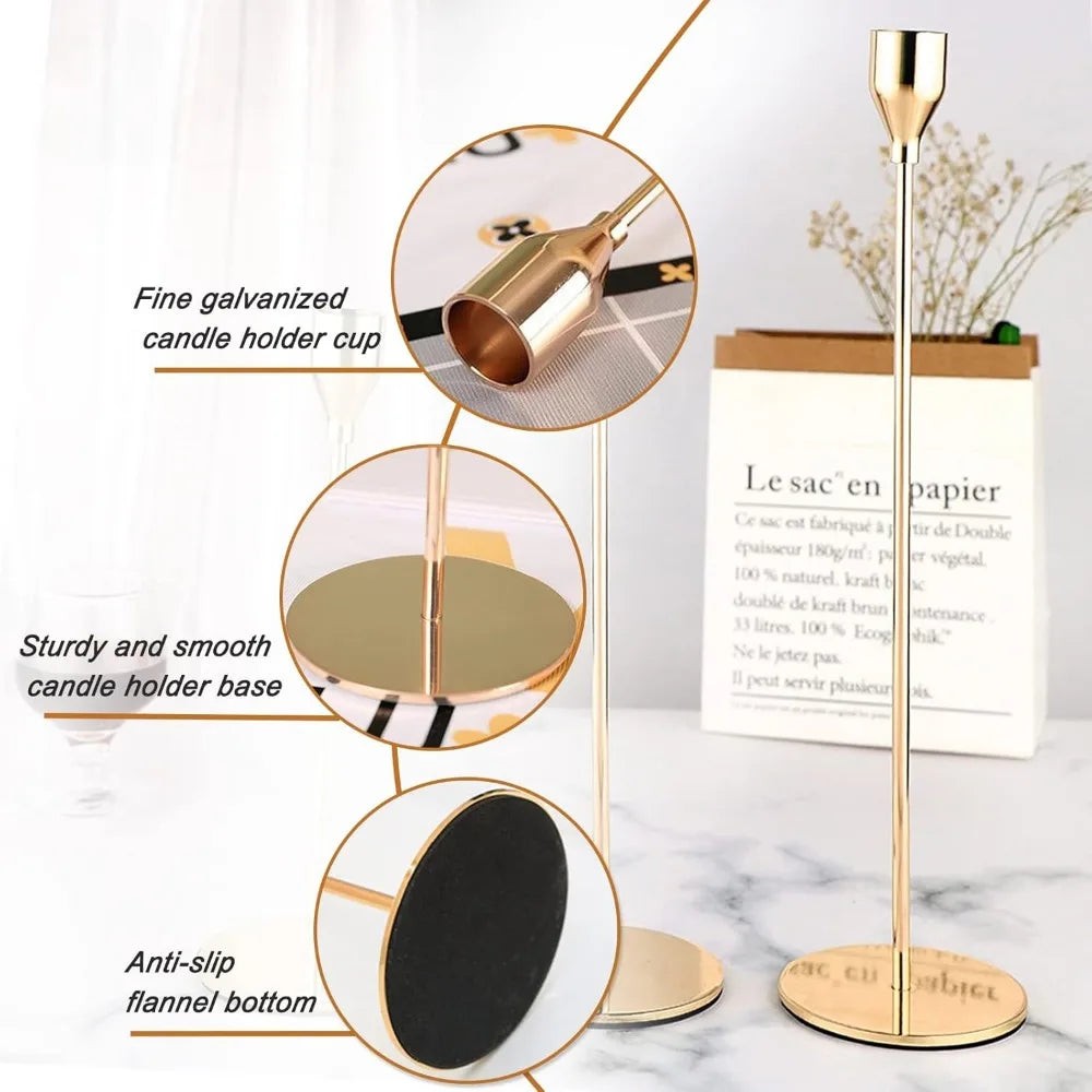 3Pcs/set Candle Holder Taper Candle Holders Fits 3/4 inch Thick Candle for Home Decor Wedding Dinning Anniversary