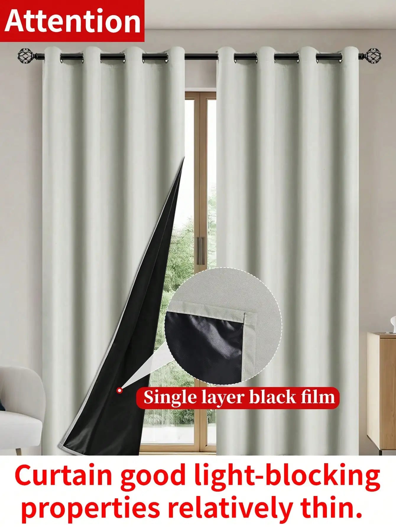 2pcs Blackout Curtains with Coated Insulated Lining, Suitable for Living Room, Bedroom, Kitchen, Home Decor, Room Decoration