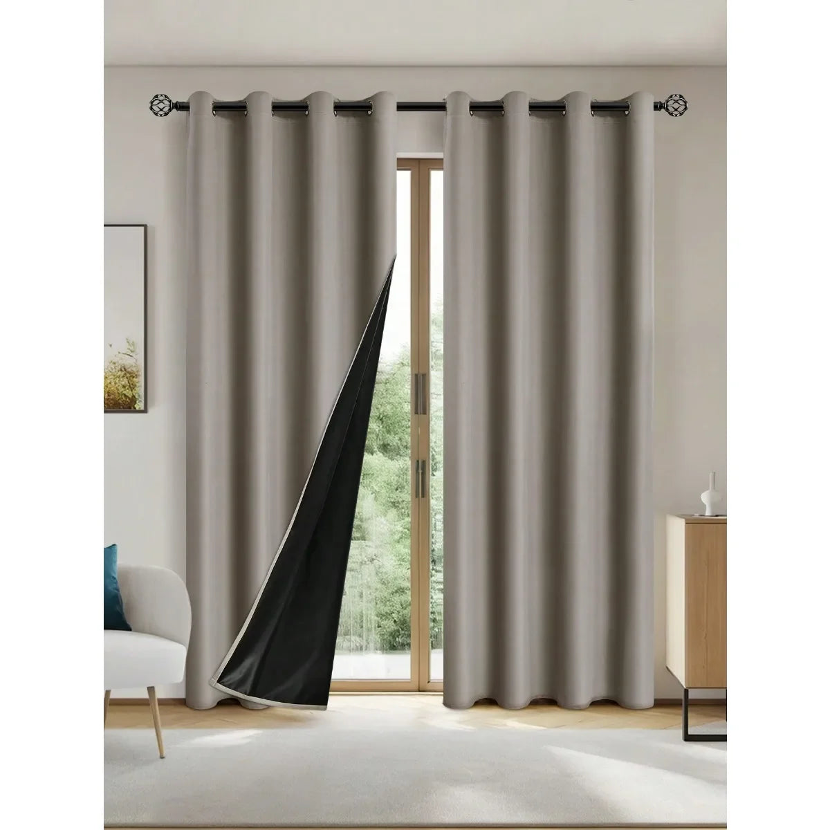 2pcs Blackout Curtains with Coated Insulated Lining, Suitable for Living Room, Bedroom, Kitchen, Home Decor, Room Decoration
