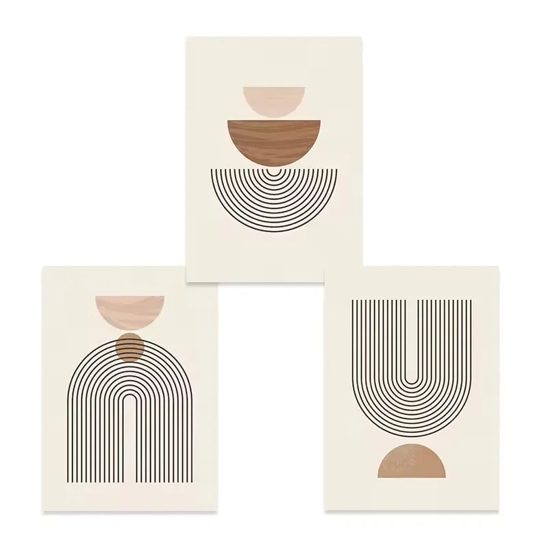 Abstract Geometric Line Beige Posters Canvas Painting