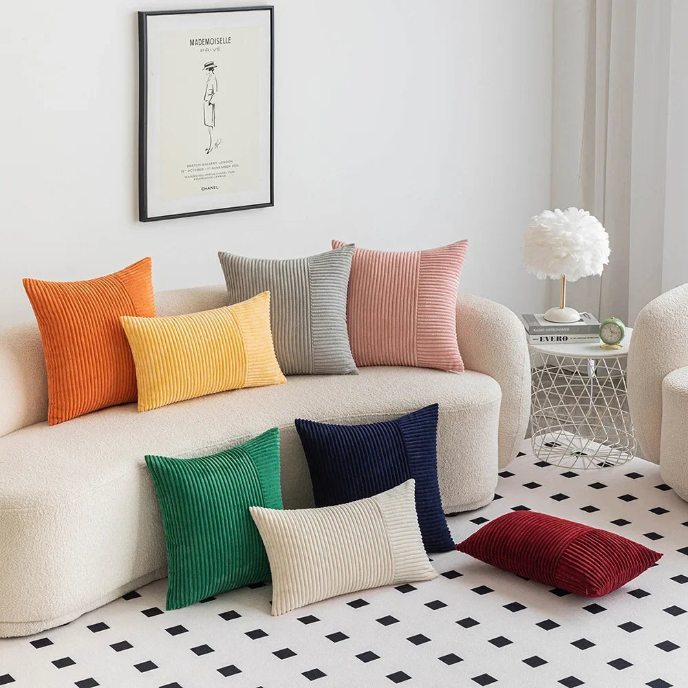 Corduroy Pillow Cover Modern & Minimalism Living Room Sofa Cushion Solid Color Throw Pillowcase