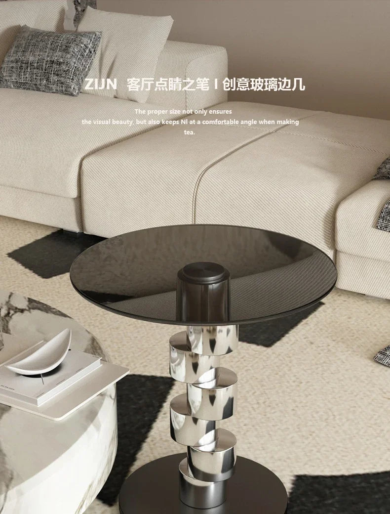 Glass Sofa Round Coffee Table