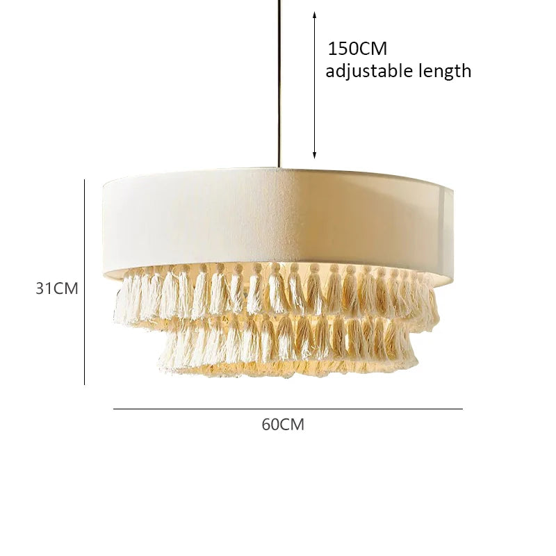 Nordic Modern White Chandelier Master Bedroom Bohemian Style Rope Tassel Lamps Dining Room 2024 New Creative Ceiling Light