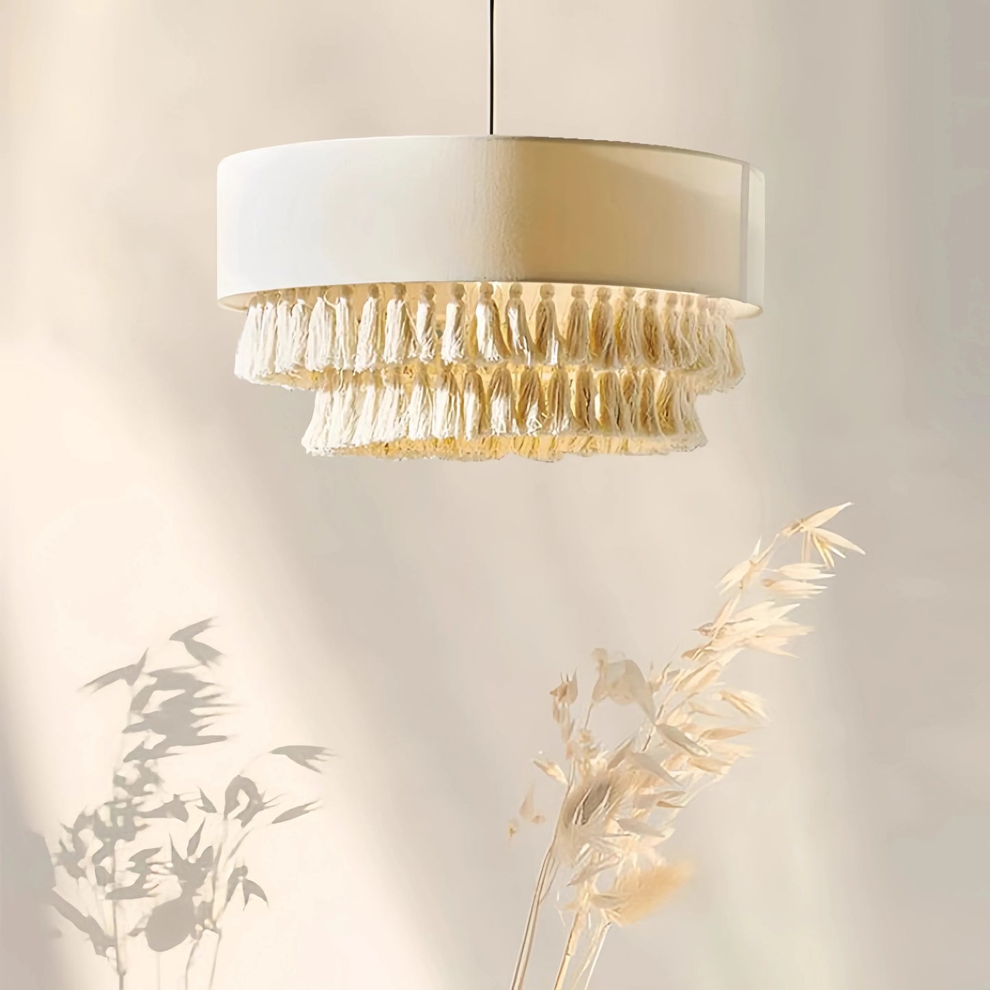 Nordic Modern White Chandelier Master Bedroom Bohemian Style Rope Tassel Lamps Dining Room 2024 New Creative Ceiling Light