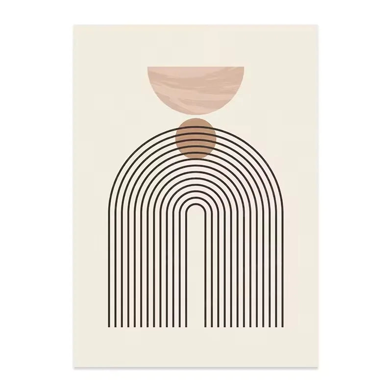 Abstract Geometric Line Beige Posters Canvas Painting