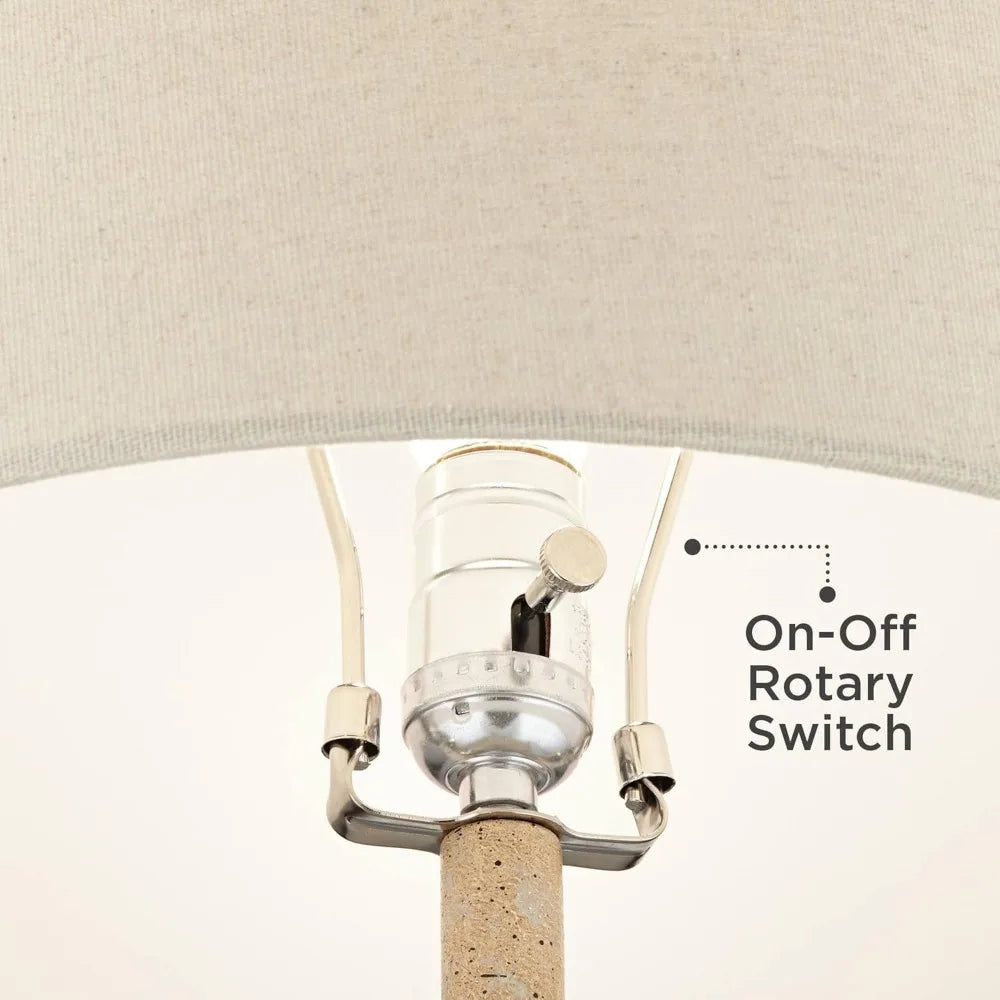 26 3/4" Tall Geometric Rustic Mid Century Modern Coastal Table Lamps Set of 2 Beige Living Room Bedroom Bedside