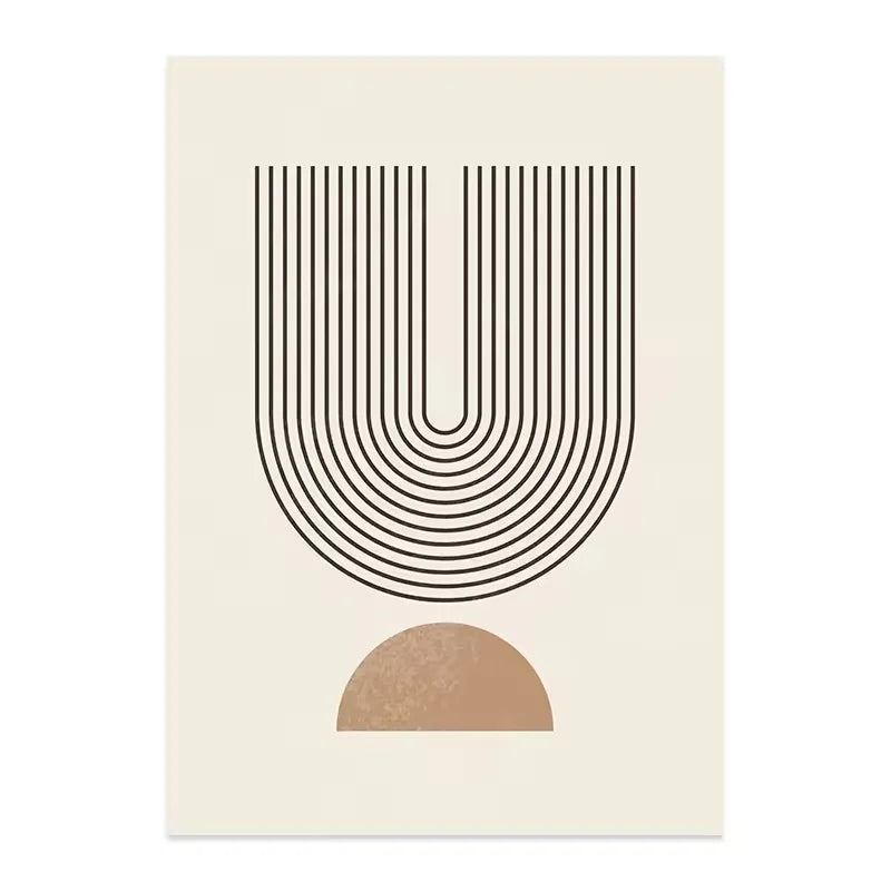 Abstract Geometric Line Beige Posters Canvas Painting
