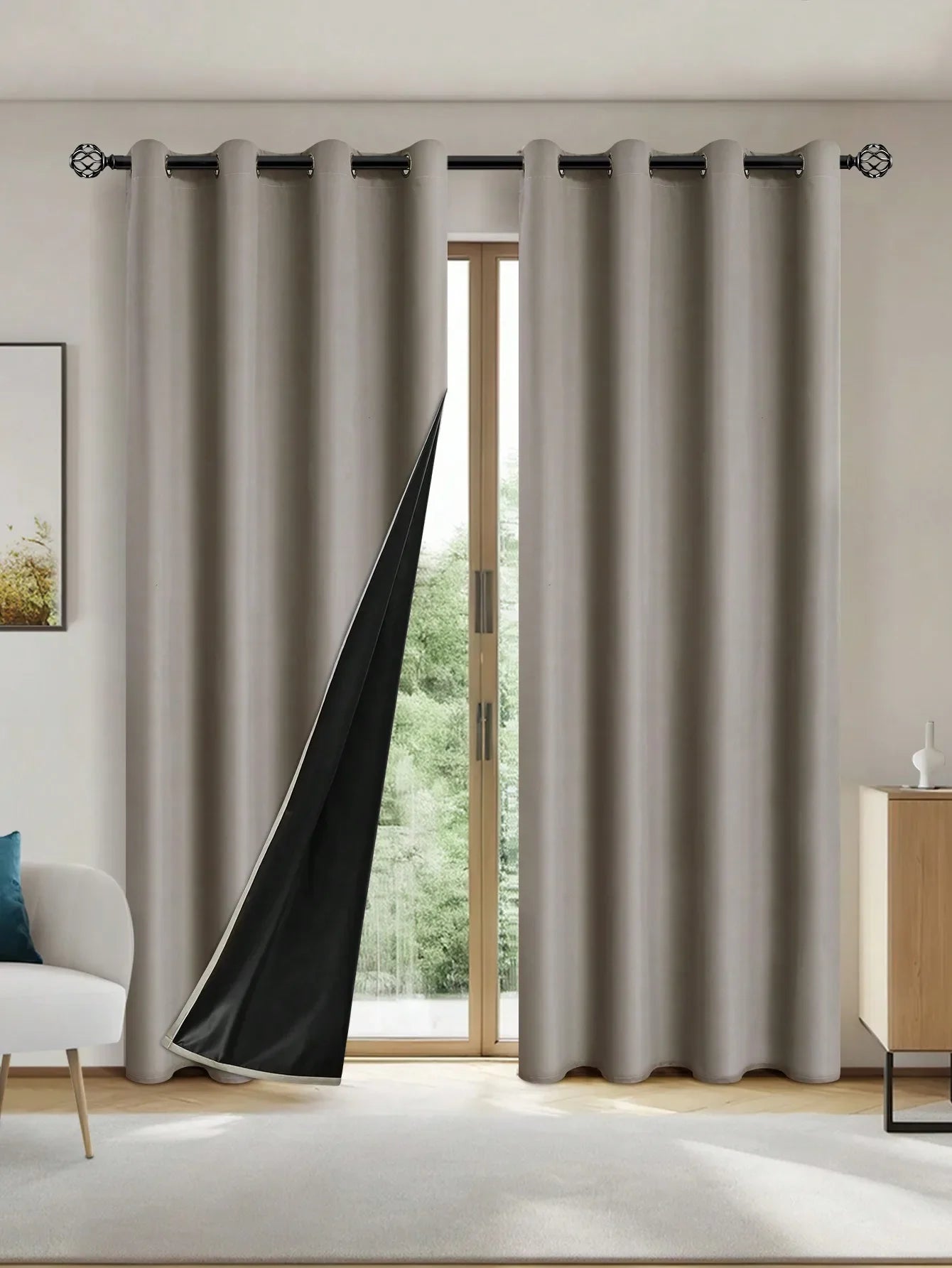 2pcs Blackout Curtains with Coated Insulated Lining, Suitable for Living Room, Bedroom, Kitchen, Home Decor, Room Decoration
