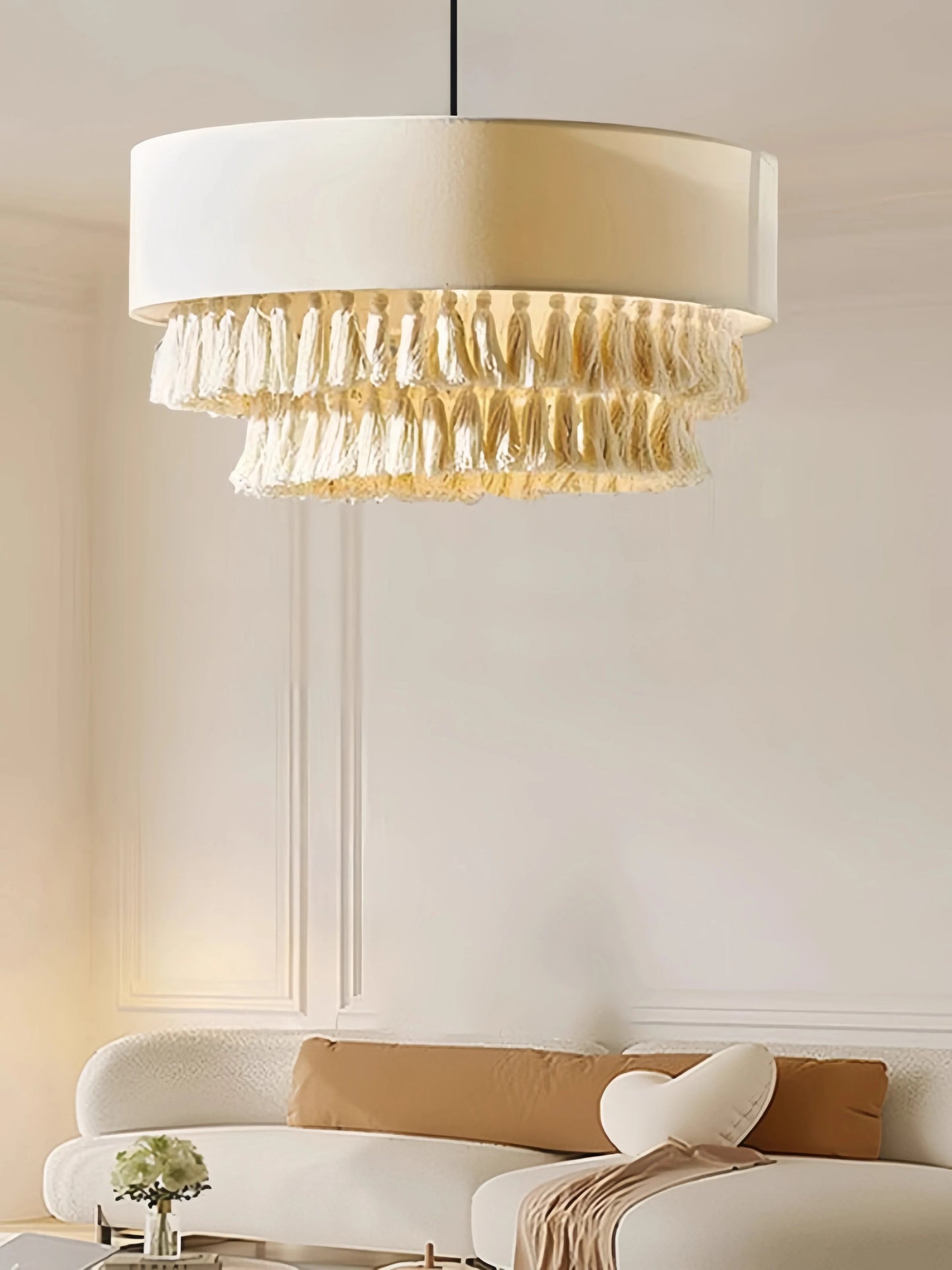 Nordic Modern White Chandelier Master Bedroom Bohemian Style Rope Tassel Lamps Dining Room 2024 New Creative Ceiling Light