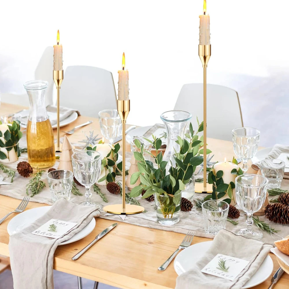 3Pcs/set Candle Holder Taper Candle Holders Fits 3/4 inch Thick Candle for Home Decor Wedding Dinning Anniversary