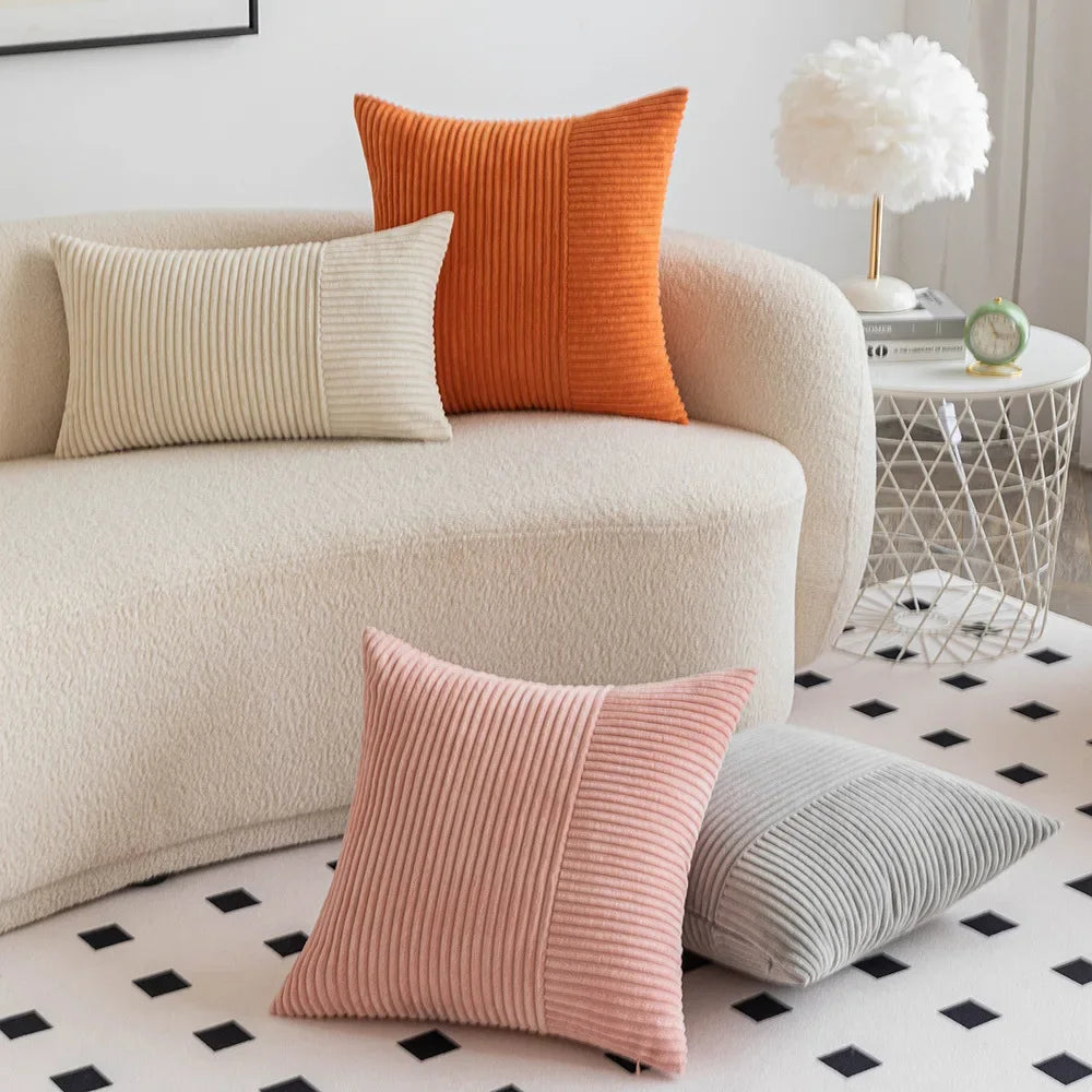 Corduroy Pillow Cover Modern & Minimalism Living Room Sofa Cushion Solid Color Throw Pillowcase