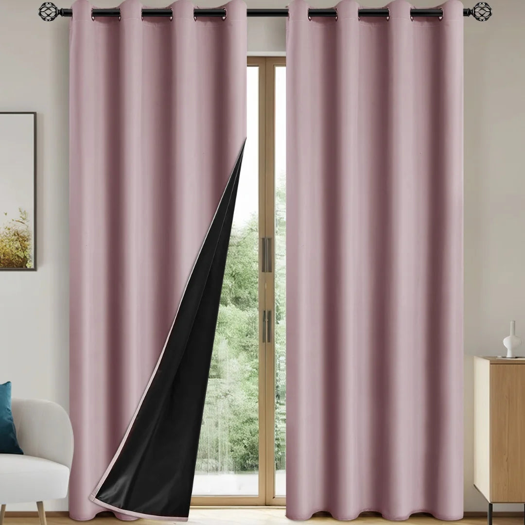 2pcs Blackout Curtains with Coated Insulated Lining, Suitable for Living Room, Bedroom, Kitchen, Home Decor, Room Decoration