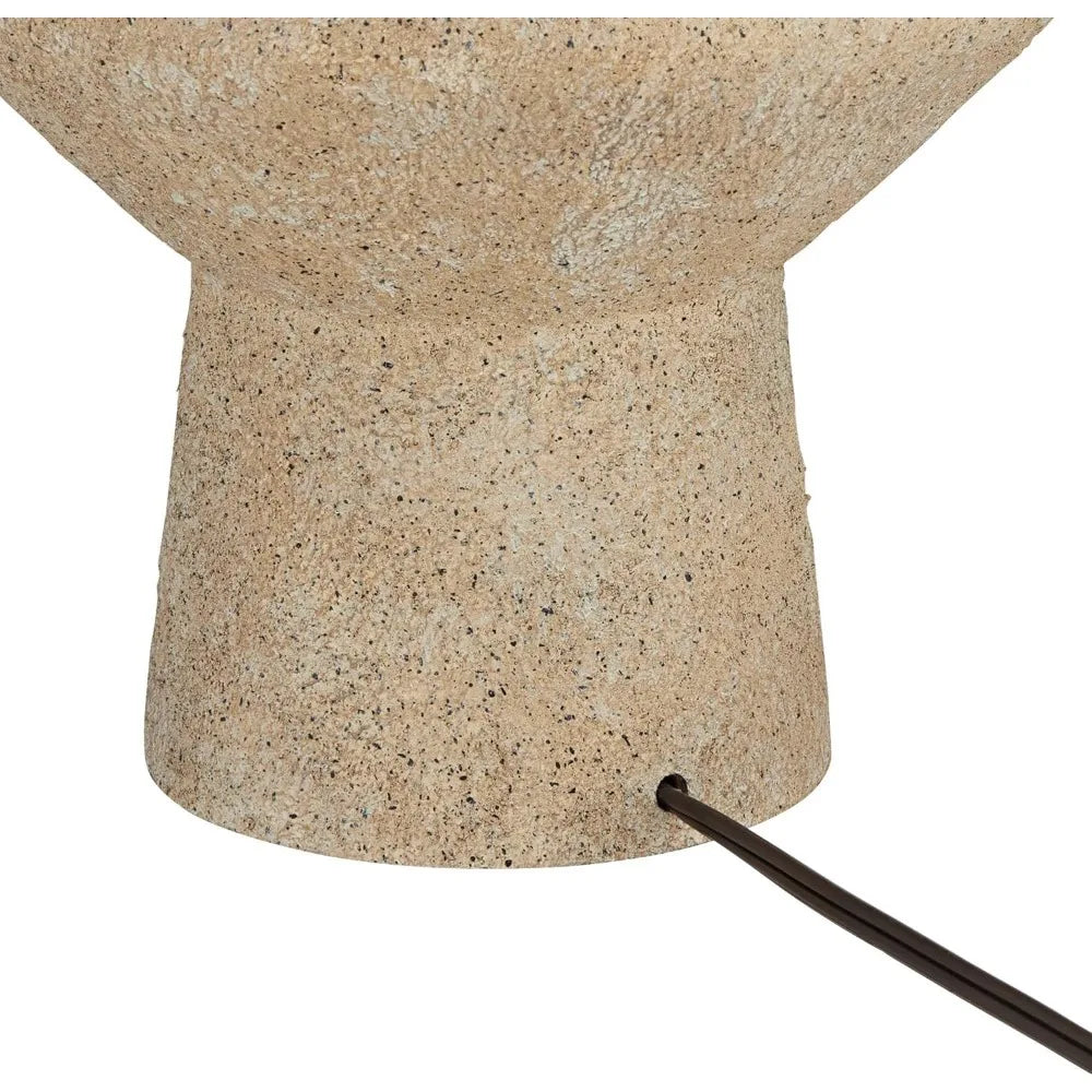 26 3/4" Tall Geometric Rustic Mid Century Modern Coastal Table Lamps Set of 2 Beige Living Room Bedroom Bedside
