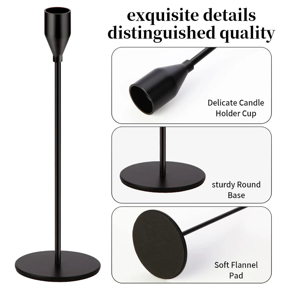 3Pcs/set Candle Holder Taper Candle Holders Fits 3/4 inch Thick Candle for Home Decor Wedding Dinning Anniversary