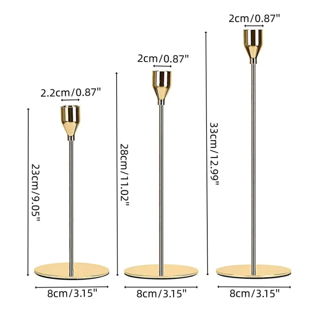 3Pcs/set Candle Holder Taper Candle Holders Fits 3/4 inch Thick Candle for Home Decor Wedding Dinning Anniversary