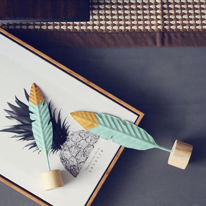 Modern Feather Wooden Decorations