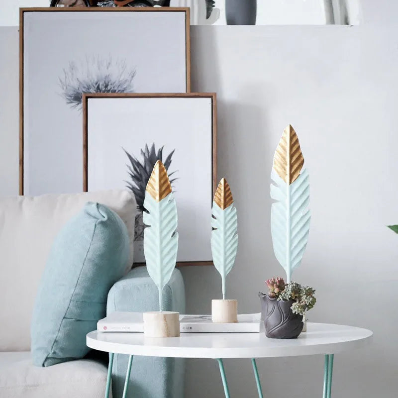 Modern Feather Wooden Decorations