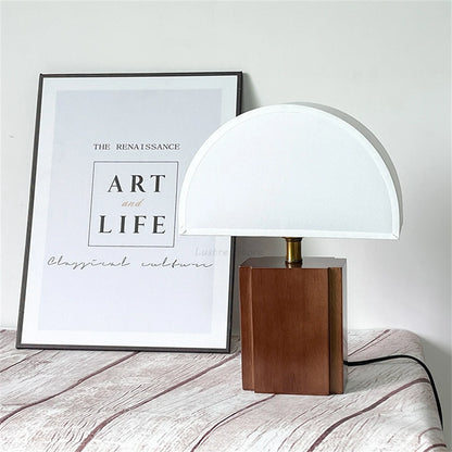 Retro Solid Wood + Fabric Lampshade Decorative Table Lamp