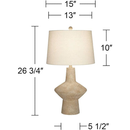 26 3/4" Tall Geometric Rustic Mid Century Modern Coastal Table Lamps Set of 2 Beige Living Room Bedroom Bedside