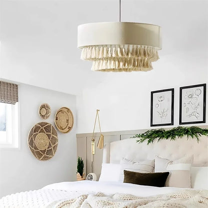 Nordic Modern White Chandelier Master Bedroom Bohemian Style Rope Tassel Lamps  Dining Room 2024 New Creative Ceiling Light