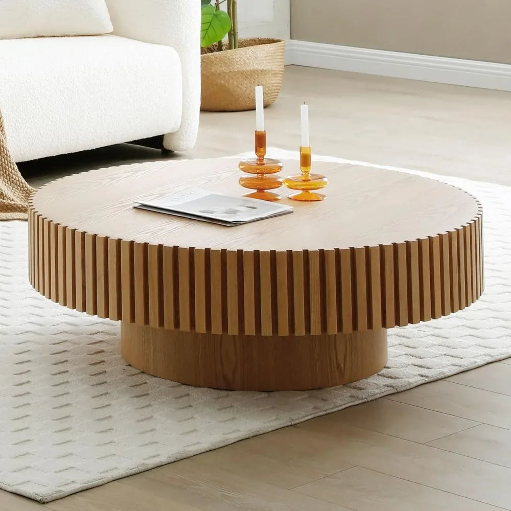 Round Coffee Table Wood End Table