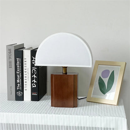 Retro Solid Wood + Fabric Lampshade Decorative Table Lamp