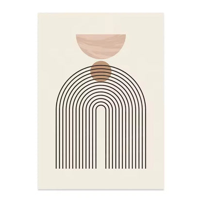 Abstract Geometric Line Beige Posters Canvas Painting