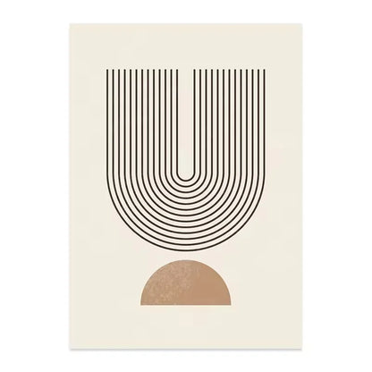 Abstract Geometric Line Beige Posters Canvas Painting