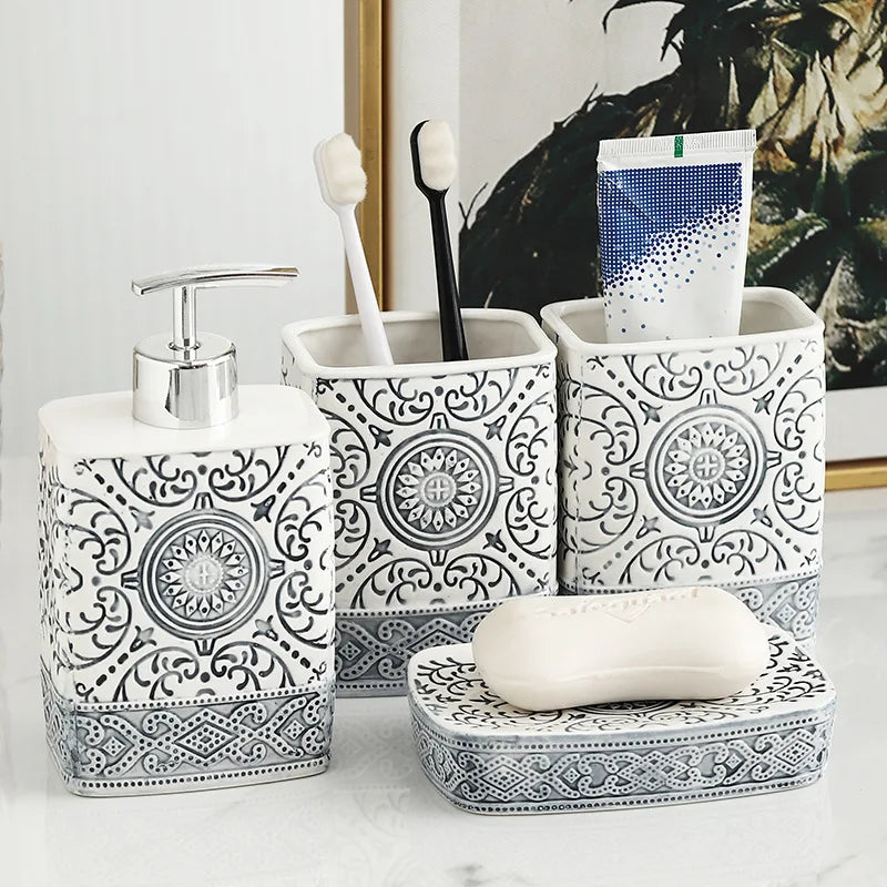 Ceramic Relief Decoration Bathroom Accessories