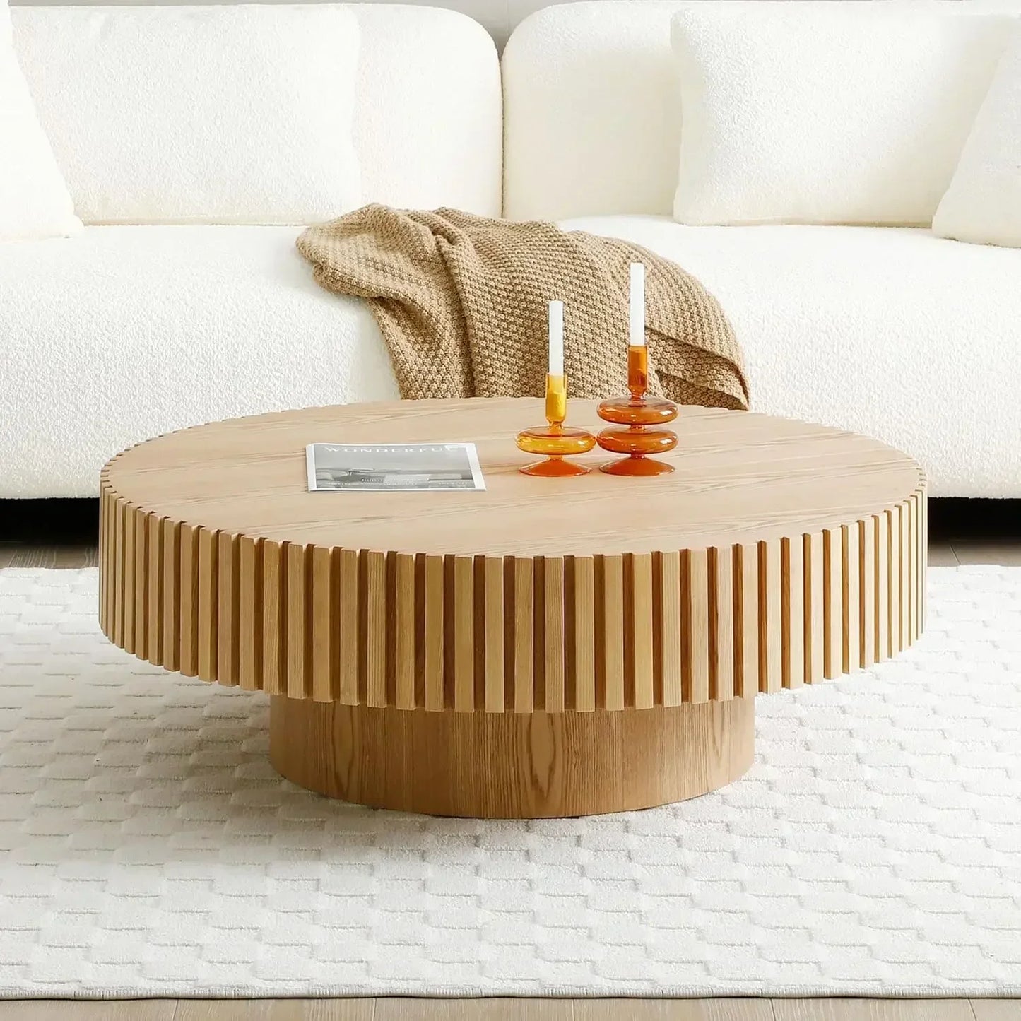 Round Coffee Table Wood End Table