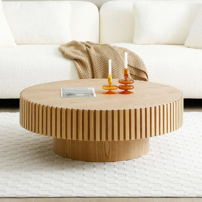 Round Coffee Table Wood End Table