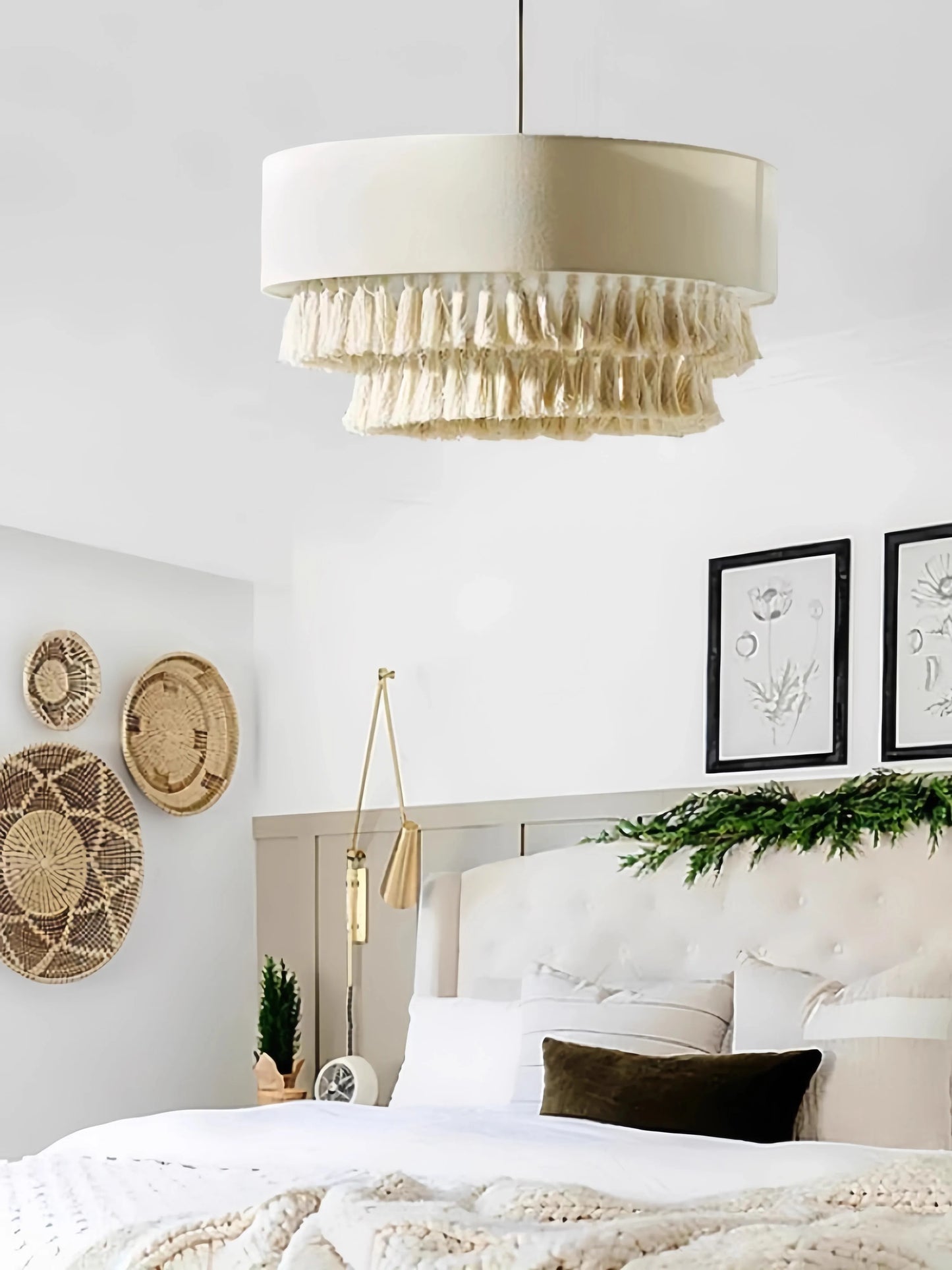 Nordic Modern White Chandelier Master Bedroom Bohemian Style Rope Tassel Lamps  Dining Room 2024 New Creative Ceiling Light