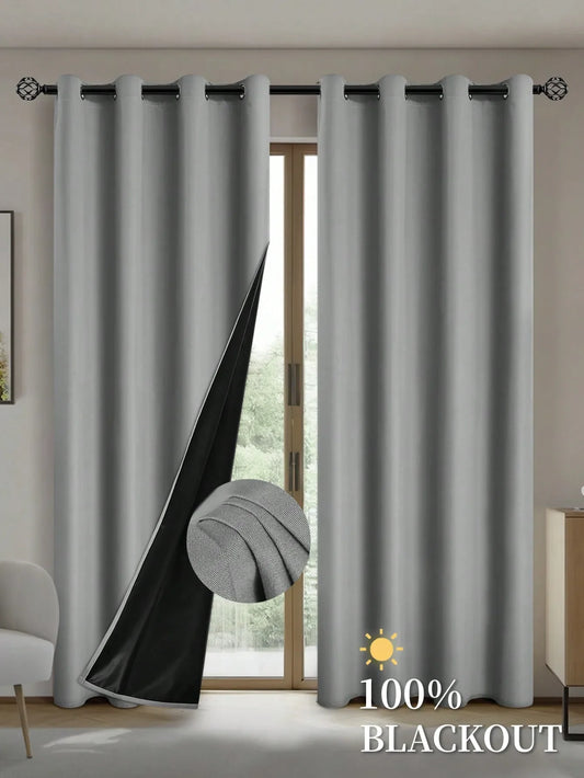 2pcs Blackout Curtains with Coated Insulated Lining, Suitable for Living Room, Bedroom, Kitchen, Home Decor, Room Decoration