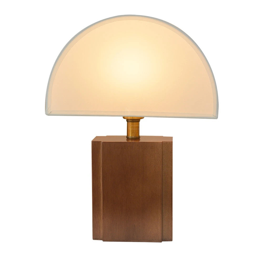 Retro Solid Wood + Fabric Lampshade Decorative Table Lamp