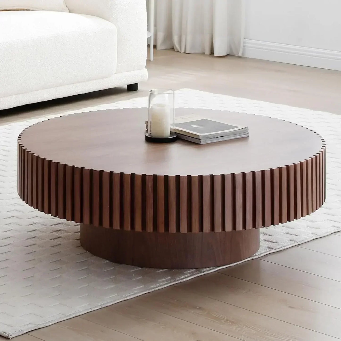 Round Coffee Table Wood End Table