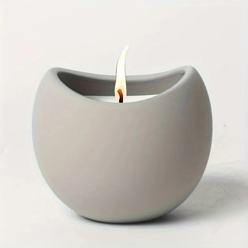 1pc Curved Concrete Candle Jar Silicone Mold - DIY Aroma Wax Holder for Home Decor