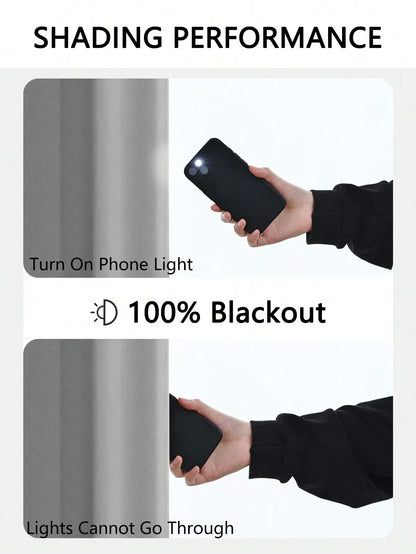 2pcs Blackout Curtains with Coated Insulated Lining, Suitable for Living Room, Bedroom, Kitchen, Home Decor, Room Decoration