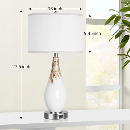 Table Lamps Set of 2, 27.5" Tall Modern Art Glass Bedside Lamp