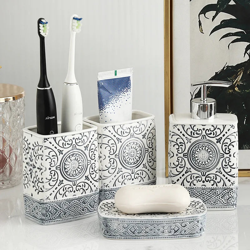 Ceramic Relief Decoration Bathroom Accessories