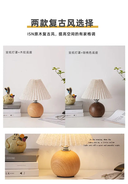 Ceramic Pleated Table Lamp Bedroom Ins Girl Nordic Bedside Lamp Creative Retro Bedside Table Lamp Decorative Lamps