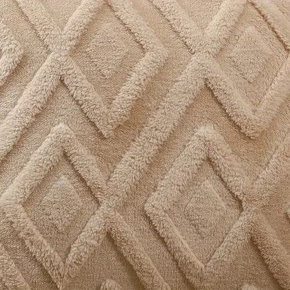 Rhombus Faux Wool Throw Pillow Covers Decro Soft Plush Fuzzy Short Fleece Square Patterned Cushion Cases Solid Beige Pillowcase